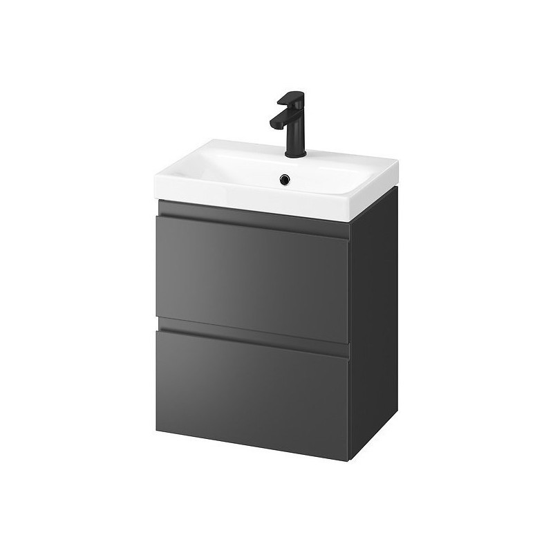 Elegancki Zestaw Łazienkowy MODUO 50 z Szafką i Umywalką Antracytowy