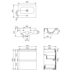 Elegancki Zestaw Łazienkowy MODUO 50 z Szafką i Umywalką Antracytowy