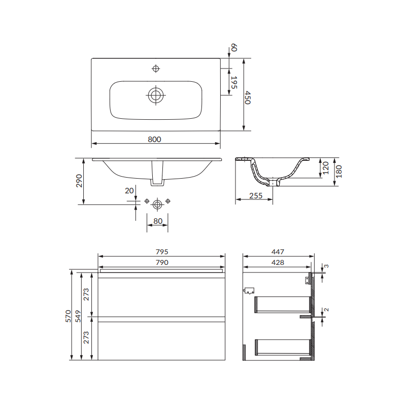 Moduo Zestaw Łazienkowy 80cm Antracyt – Nowoczesne Wzornictwo i Funkcjonalność