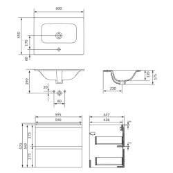 Stylowa szafka z umywalką MODUO 60 w kolorze antracytowym - Nowoczesny design!