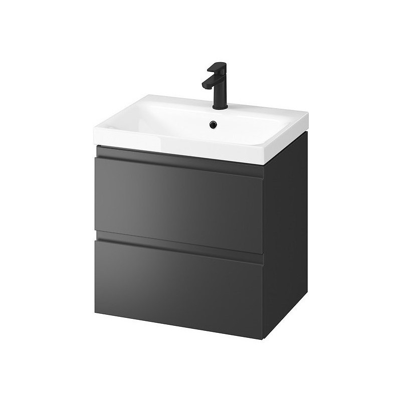 Elegancki Zestaw Szafka z Umywalką MODUO 60 w Antracytowym Wykończeniu