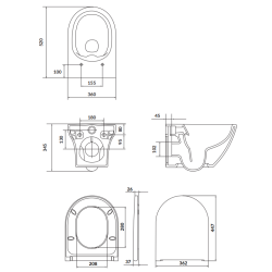 Elegancka Miska WC LARGA OVAL CLEAN ON z SMUKŁĄ Deską Duroplast