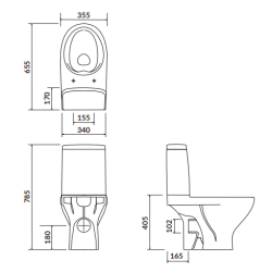 Cersanit MODUO CleanOn WC + Slim Deska, Poziomy Odpływ, Biały Połysk