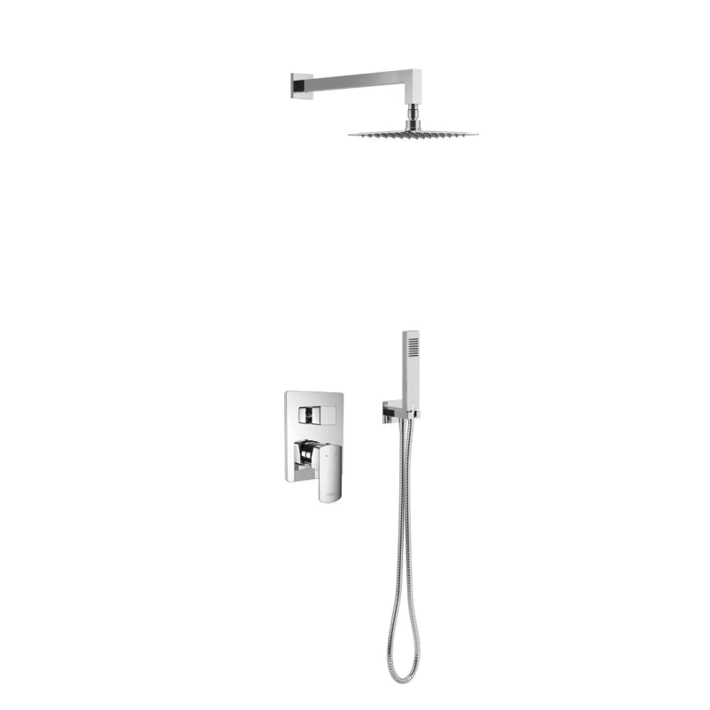 Pride zestaw prysznicowo-wannowy podtynkowy z deszczownicą 20x20 cm, 2 funkcyjny, chrom