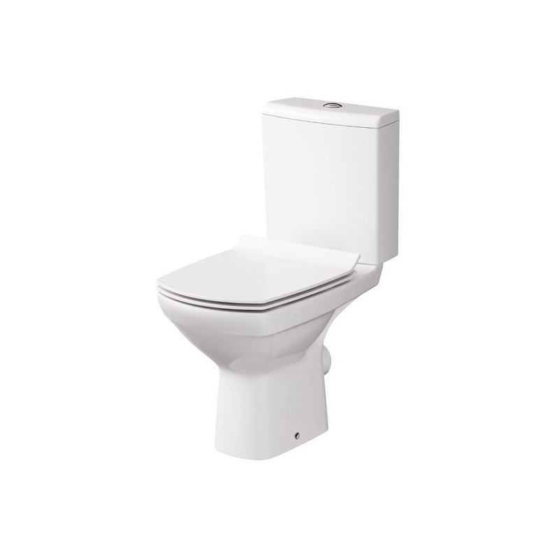 Czysty Komfort: WC Kompakt Carina CleanOn - Deska w Zestawie, Biały Połysk