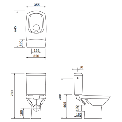 Cersanit CleanOn Carina New - WC Kompakt z Deską Wolnoopadającą, Biały Połysk