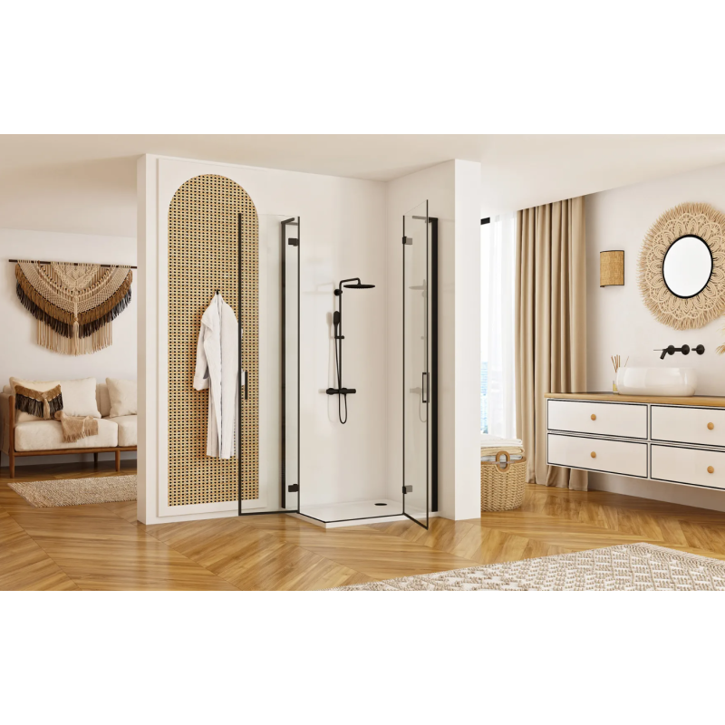 Czarująca Kabina Prysznicowa HUGO BLACK 80x80 - Elegancja i Styl w Twojej Łazience