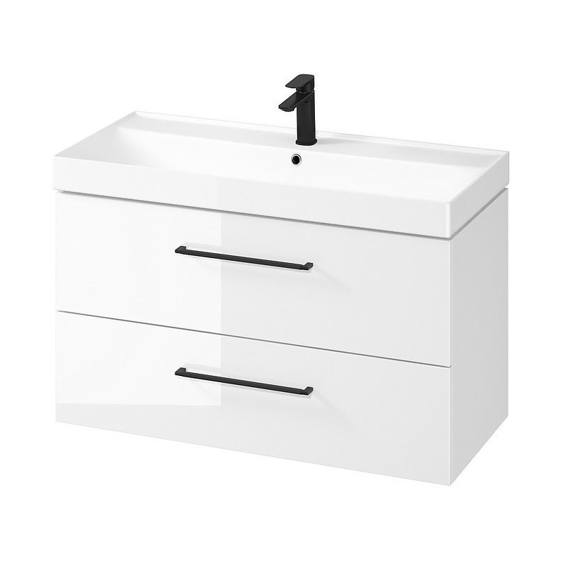 Elegancja i Styl: Biała Szafka z Czarnym Umywalką LARGA 100 w Nowoczesnym Wydaniu