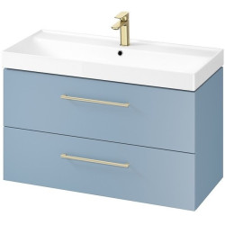 Elegancka Niebieska Szafka LARGA 100 z Złotym Umywalkowym Designerem