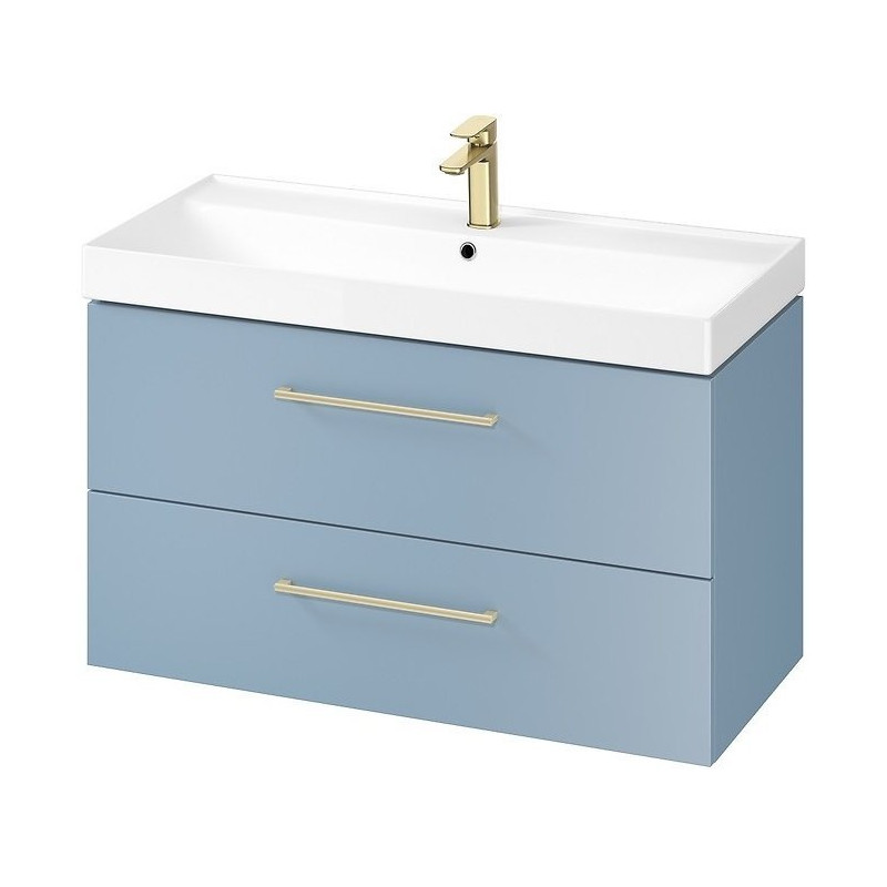 Elegancka Niebieska Szafka LARGA 100 z Złotym Umywalkowym Designerem