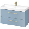 Elegancka Niebieska Szafka LARGA 100 z Złotym Umywalkowym Designerem
