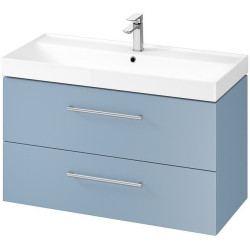 Elegancka Niebieska Szafka LARGA z Umywalką 100 cm - Chromowane Uchwyty