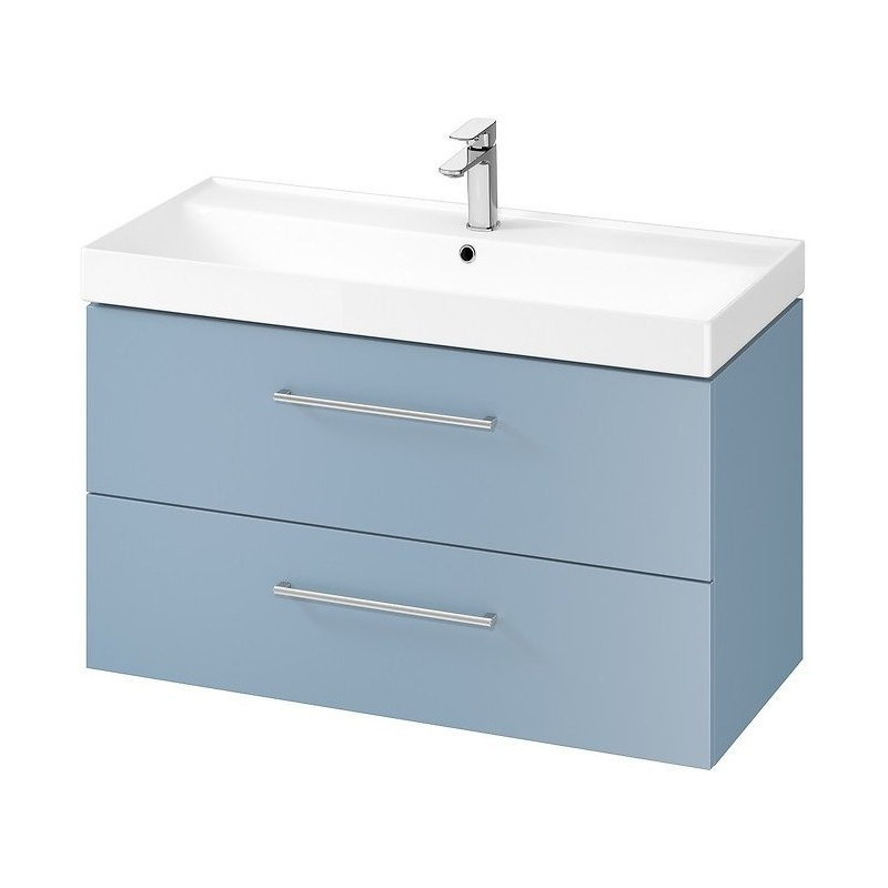 Elegancka Niebieska Szafka LARGA z Umywalką 100 cm - Chromowane Uchwyty