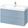Elegancka Niebieska Szafka LARGA z Umywalką 100 cm - Chromowane Uchwyty
