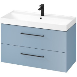Luksusowa Szafka LARGA 100 z Niebieską Umywalką i Czarnym Uchwytem - Nowoczesny Styl!
