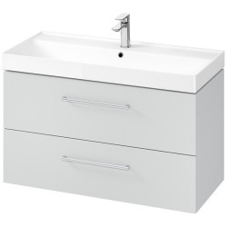 Szafka łazienkowa LARGA 100 z chromowanym uchwytem i umywalką - Elegancja w szarości