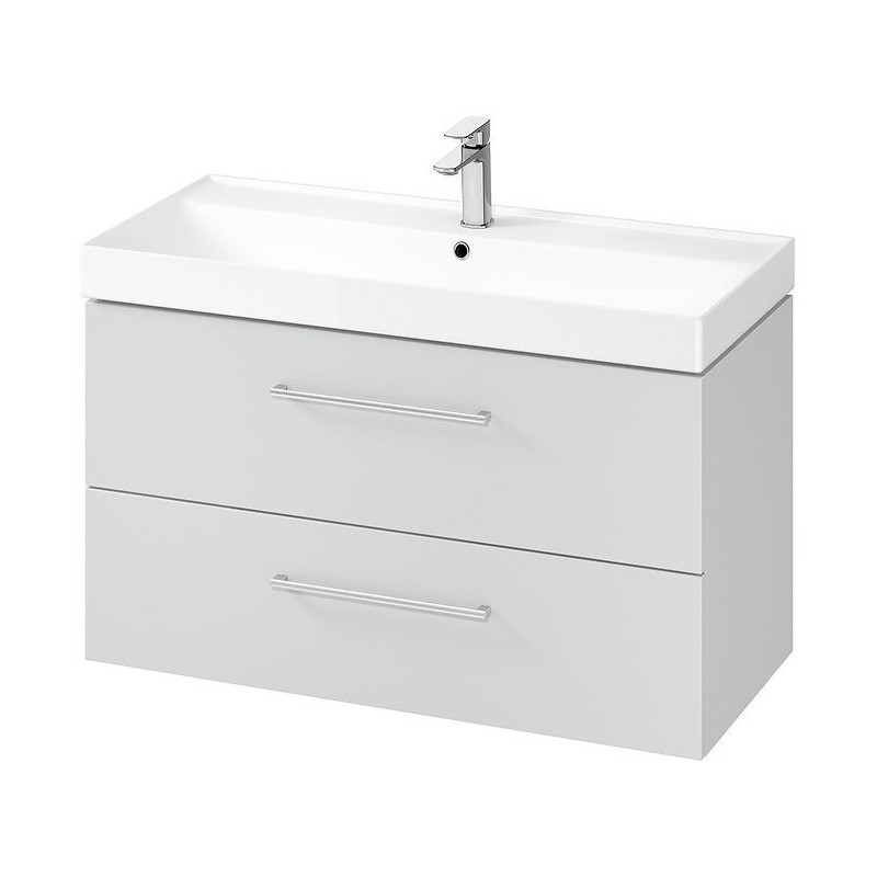 Szafka łazienkowa LARGA 100 z chromowanym uchwytem i umywalką - Elegancja w szarości