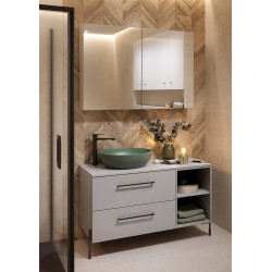 Szafka łazienkowa LARGA 100 z chromowanym uchwytem i umywalką - Elegancja w szarości