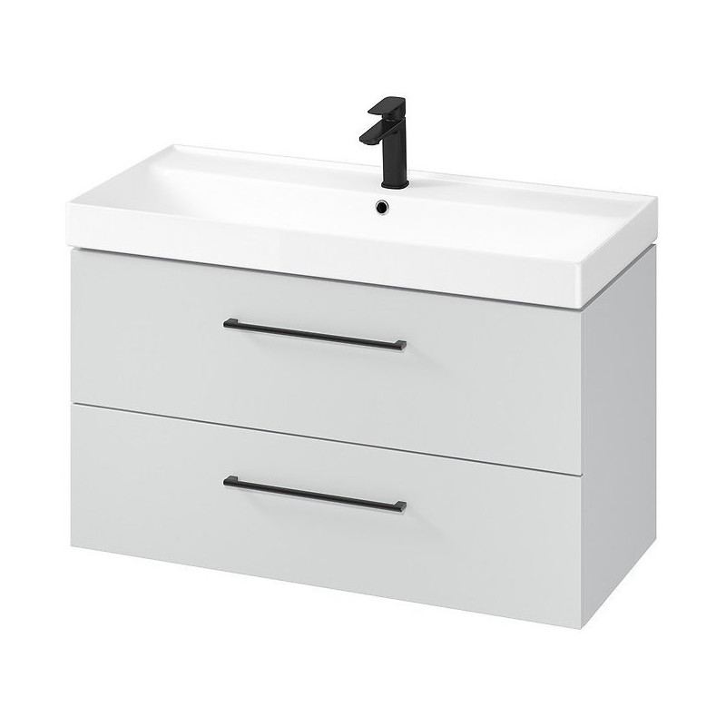 Szafka łazienkowa LARGA 100 z umywalką i czarnym uchwytem - Elegancja i funkcjonalność!