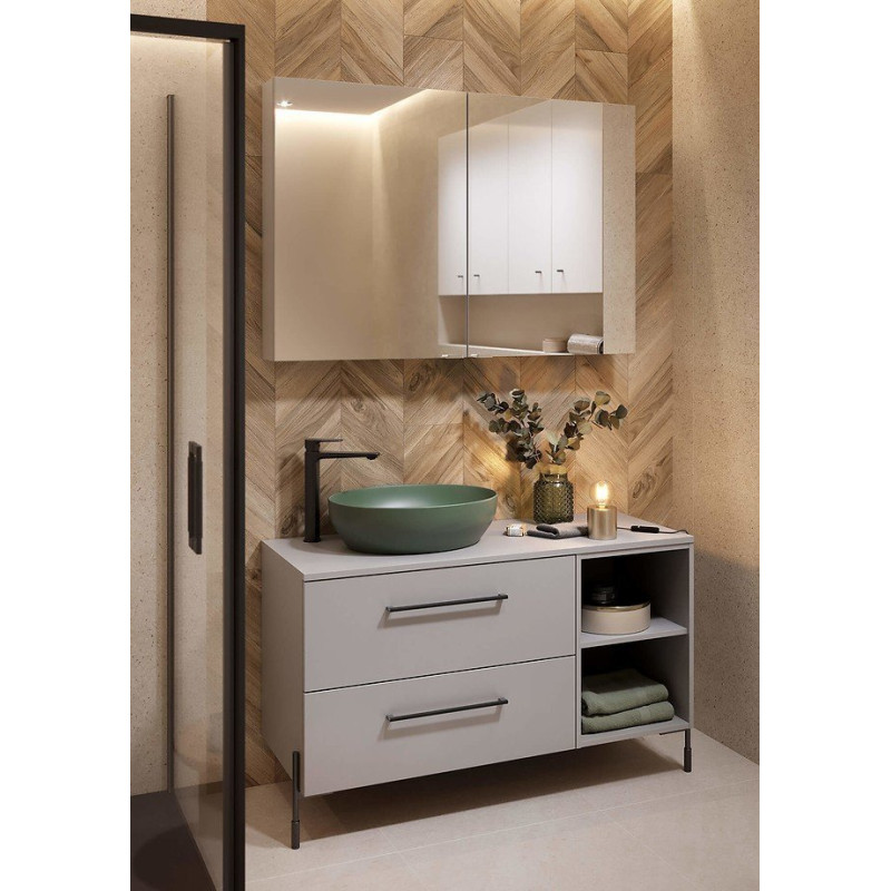 Szafka łazienkowa LARGA 100 z umywalką i czarnym uchwytem - Elegancja i funkcjonalność!