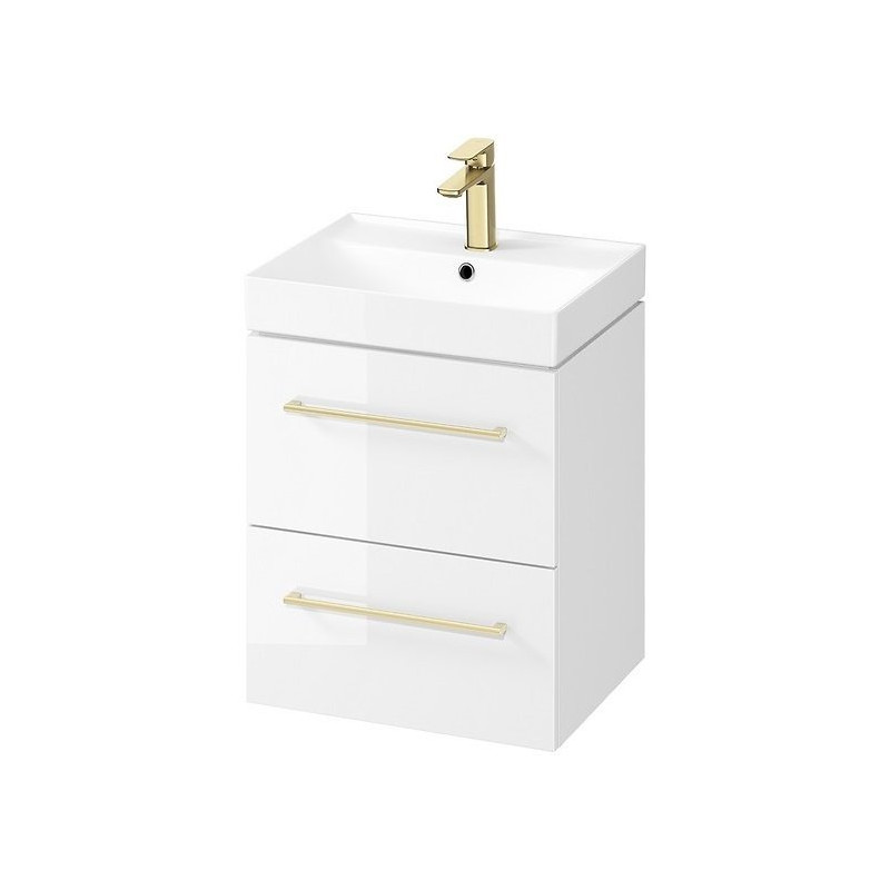 Elegancka Biała Szafka LARGA 50 z Złotym Uchwytam i Umywalką
