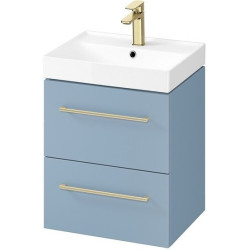 Stylowa szafka LARGA 50 z umywalką – niebieski luksus z złotym akcentem!