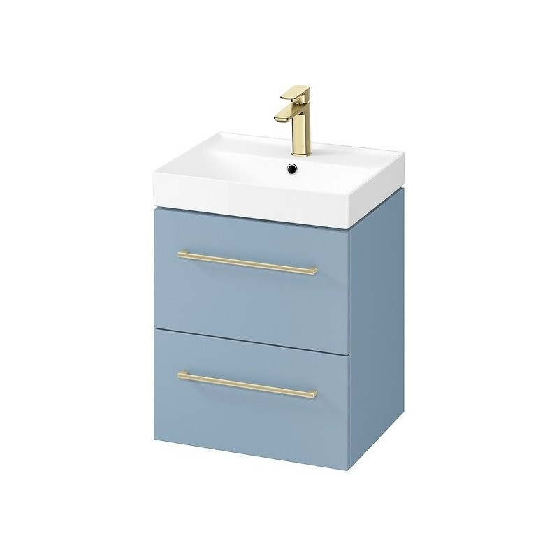 Stylowa szafka LARGA 50 z umywalką – niebieski luksus z złotym akcentem!