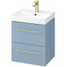 Stylowa szafka LARGA 50 z umywalką – niebieski luksus z złotym akcentem!