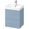 Nowoczesna szafka w kolorze niebieskim LARGA 50 z chromowanymi uchwytami i umywalką
