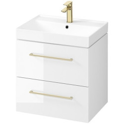 Elegancka Szafka LARGA 60 - Biała Umywalka z Złotym Akcentem