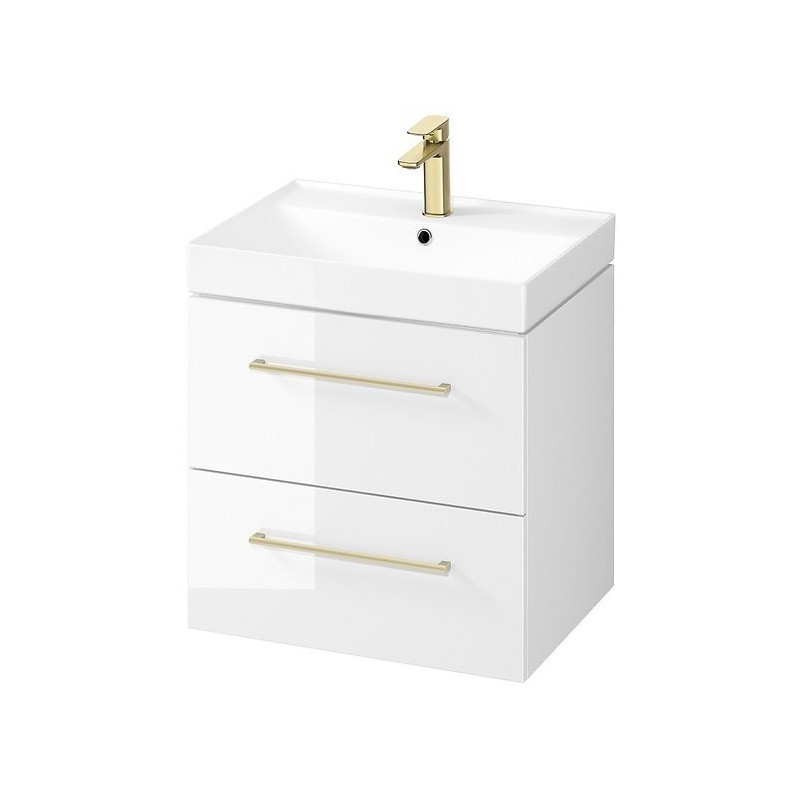 Elegancka Szafka LARGA 60 - Biała Umywalka z Złotym Akcentem