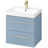 Elegancka szafka z umywalką LARGA 60 - złoty uchwyt, niebieski urok