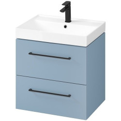 Elegancka szafka LARGA 60 z niebieską umywalką i czarnym uchwytem – Styl i funkcjonalność