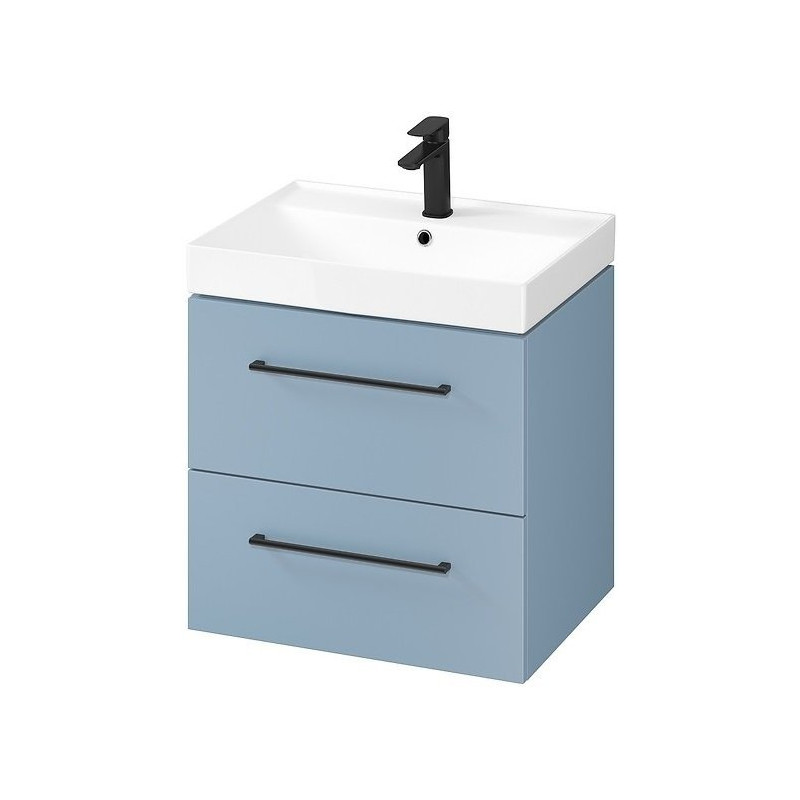 Elegancka szafka LARGA 60 z niebieską umywalką i czarnym uchwytem – Styl i funkcjonalność