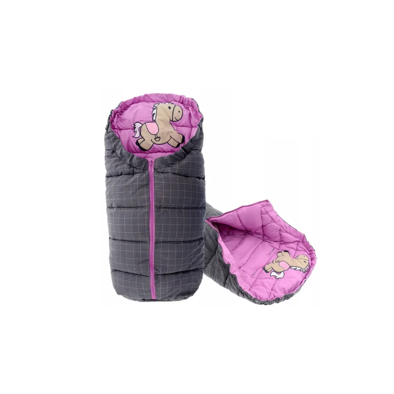 Zachwycający śpiworek "KOŃ" - Szary z Fioletowym akcentem na magiczne noce!