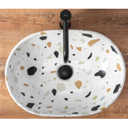 Stylowa Umywalka Nablatowa Amelia Terazzo 48x34,5 - Elegancja w Twojej Łazience!