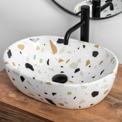 Stylowa Umywalka Nablatowa Amelia Terazzo 48x34,5 - Elegancja w Twojej Łazience!