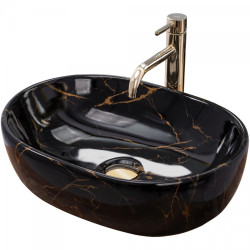 Elegancka Umywalka Amelia z Czarnego Marmuru - Błyszcząca jakość dla Twojej łazienki