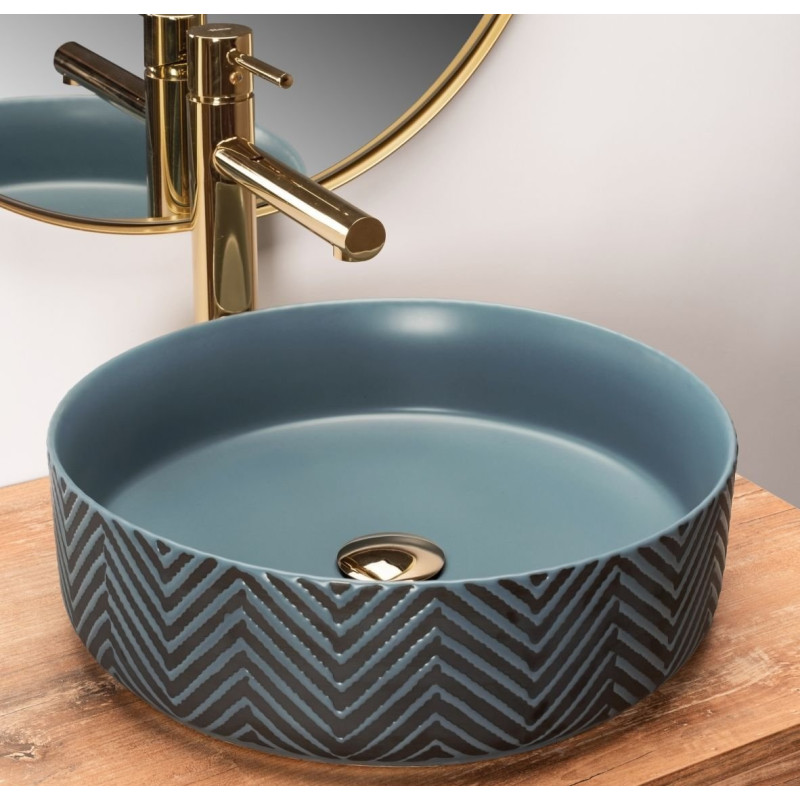 Ceramiczna Umywalka Ashley 40x40 - Elegancja w Niebiesko-Szarym Stylu