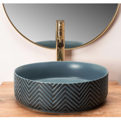 Ceramiczna Umywalka Ashley 40x40 - Elegancja w Niebiesko-Szarym Stylu