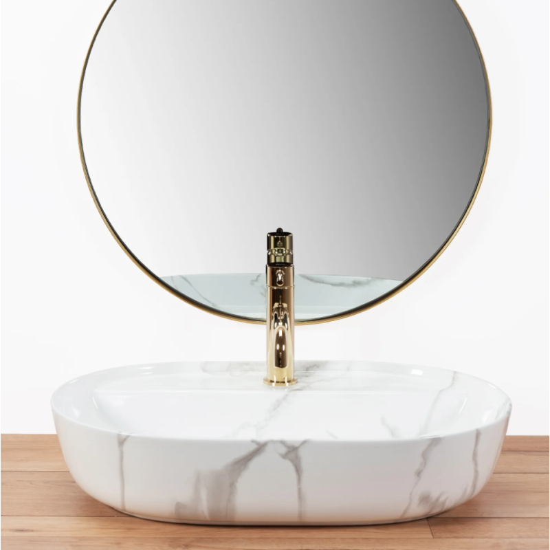 Elegancka Umywalka Nablatowa Aura 61 z Połyskiem - Nowoczesny Design Marmo