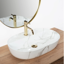 Elegancka Umywalka Nablatowa Aura 61 z Połyskiem - Nowoczesny Design Marmo