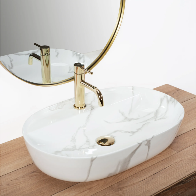 Elegancka Umywalka Nablatowa Aura 61 z Połyskiem - Nowoczesny Design Marmo