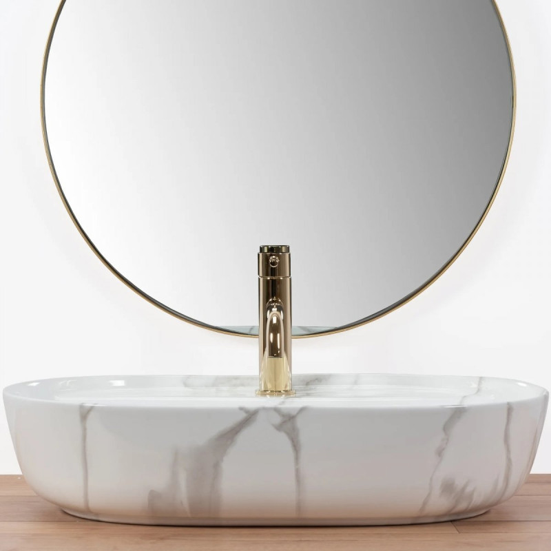 Elegancka Umywalka Nablatowa Aura 61 z Połyskiem - Nowoczesny Design Marmo