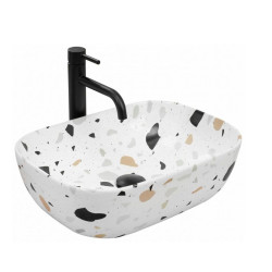 Stylowa Umywalka Nablatowa Belinda Terazzo 46x32 cm - Elegancja i Jakość w Twojej Łazience