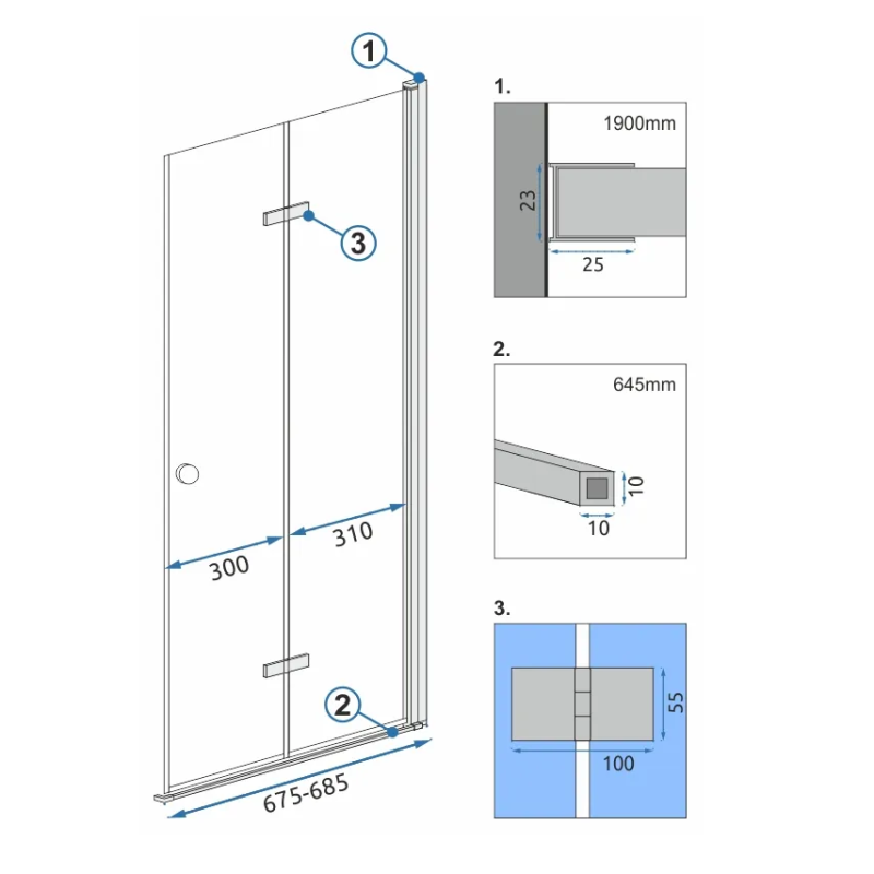 Elegancki Moduł Kabiny FOLD N2 w Chromie - Styl i Funkcjonalność 90 cm