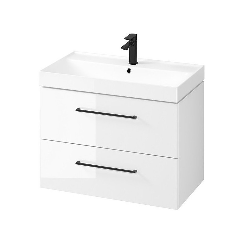 Ekskluzywna Szafka LARGA 80 z Umywalką i Czarnym Uchwytem - Elegancja w Twojej Łazience