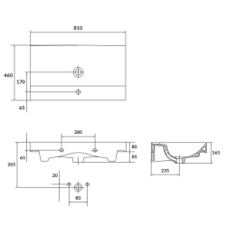 Elegancka szafka LARGA 80 z umywalką, złoty uchwyt, nowoczesny styl