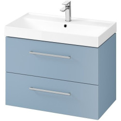 Elegancka Szafka Niebieska z Umywalką LARGA 80 z Chromowanym Uchwytrem