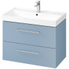 Elegancka Szafka Niebieska z Umywalką LARGA 80 z Chromowanym Uchwytrem